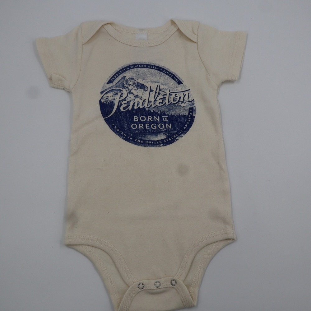 Maptote Pendleton Organic Cotton Baby Bodysuit Born in Oregon Cream 12-18 Months